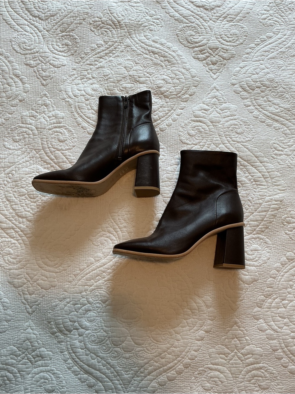 FREE PEOPLE SIENNA Brown Mid-Calf Block Heel Ankle Boots